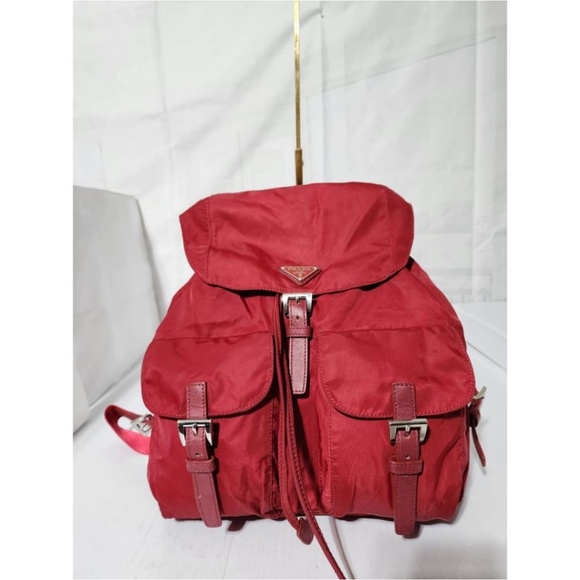 Authentic PRADA Tessuto Nylon Vela Medium Backpack Red - Picture 1 of 14